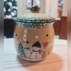 ABC Distributing Dining Christmas Snowman Cookie Jar with Lid , Vintage